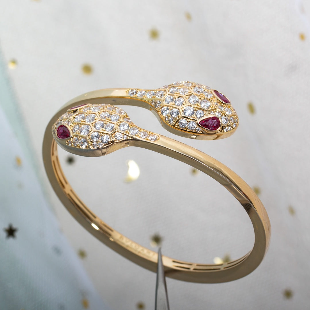 Vellora Opalyn SERPENTI BRACELET PINK GOLD DIAMOND DOUBLE SNAKE