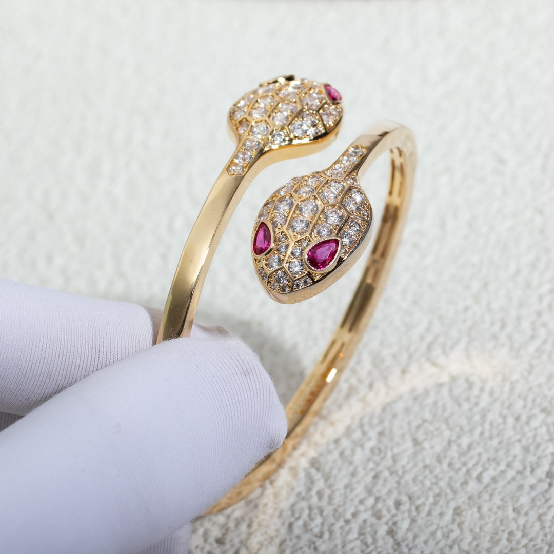Vellora Opalyn SERPENTI BRACELET PINK GOLD DIAMOND DOUBLE SNAKE