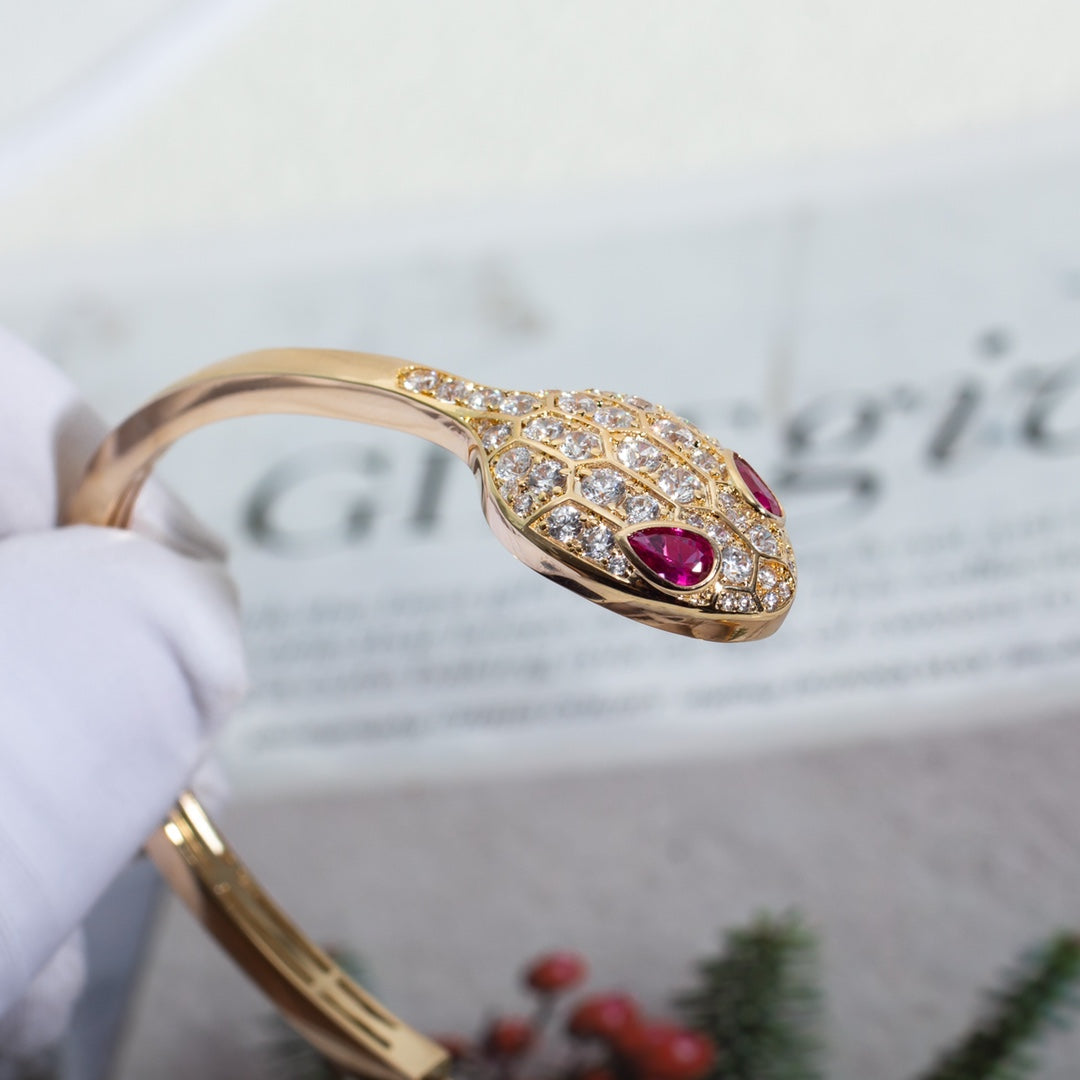 Vellora Opalyn SERPENTI BRACELET PINK GOLD DIAMOND DOUBLE SNAKE