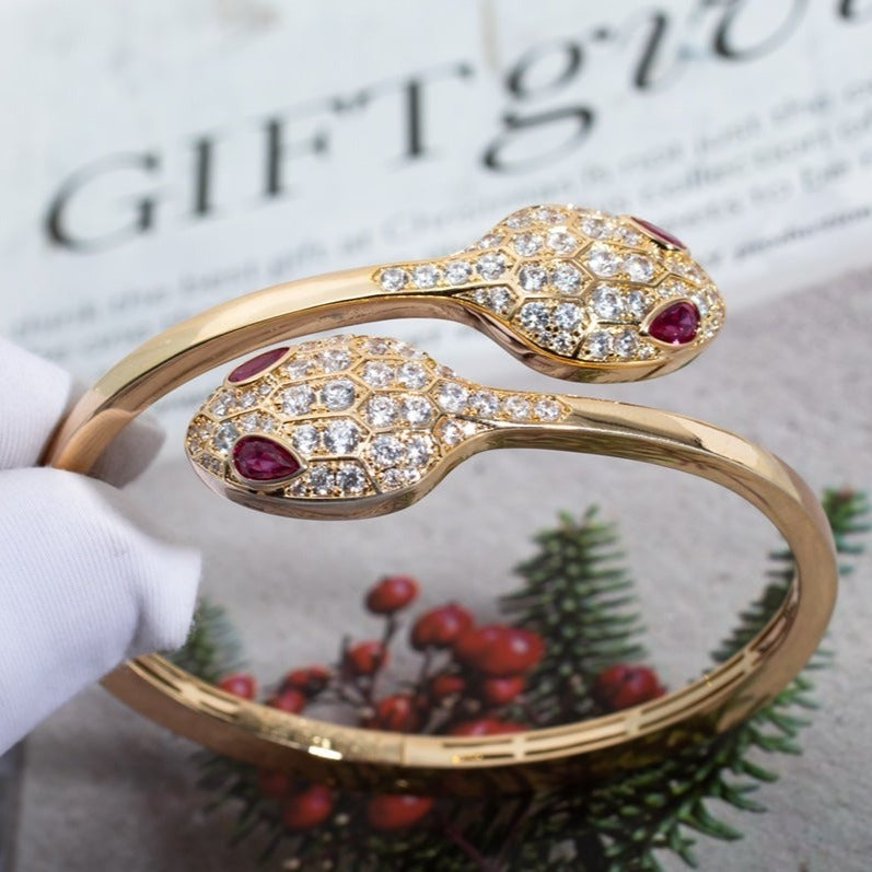 Vellora Opalyn SERPENTI BRACELET PINK GOLD DIAMOND DOUBLE SNAKE