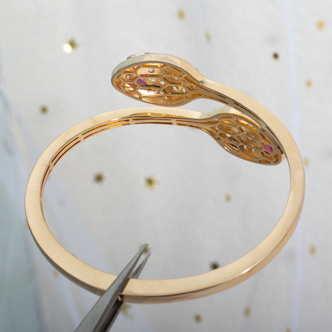 Vellora Opalyn SERPENTI BRACELET PINK GOLD DIAMOND DOUBLE SNAKE