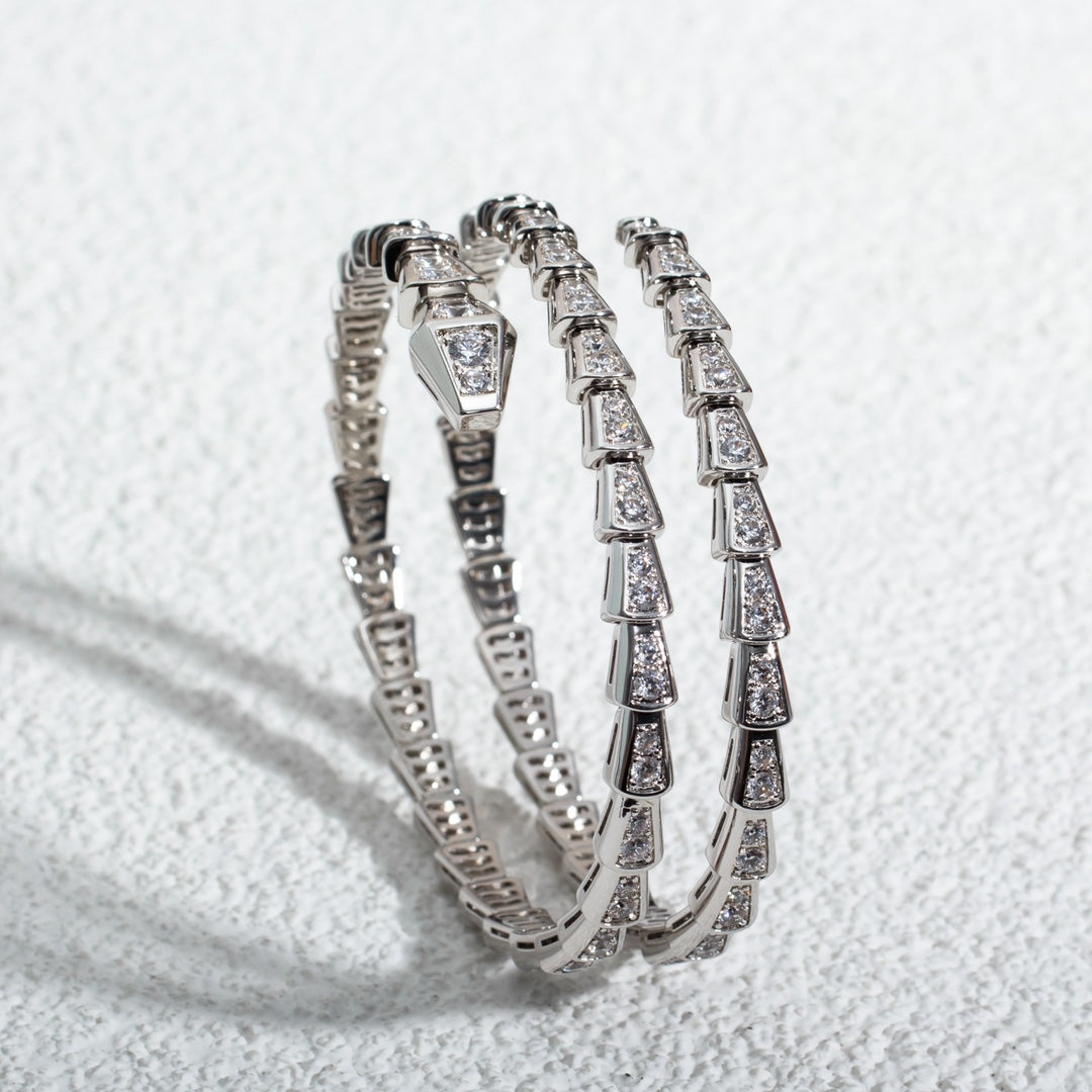 Vellora Opalyn SERPENTI BRACELET SILVER DIAMOND DOUBLE ROW