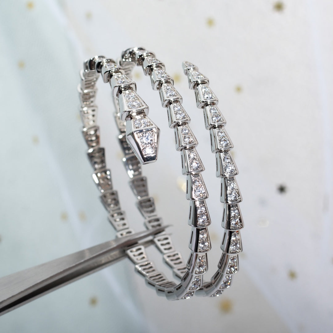 Vellora Opalyn SERPENTI BRACELET SILVER DIAMOND DOUBLE ROW