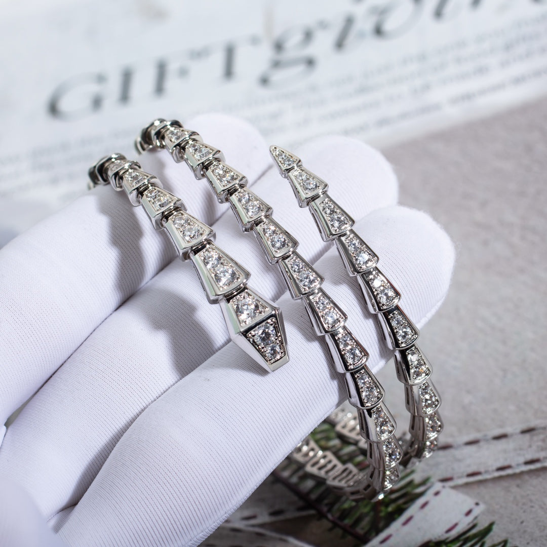 Vellora Opalyn SERPENTI BRACELET SILVER DIAMOND DOUBLE ROW