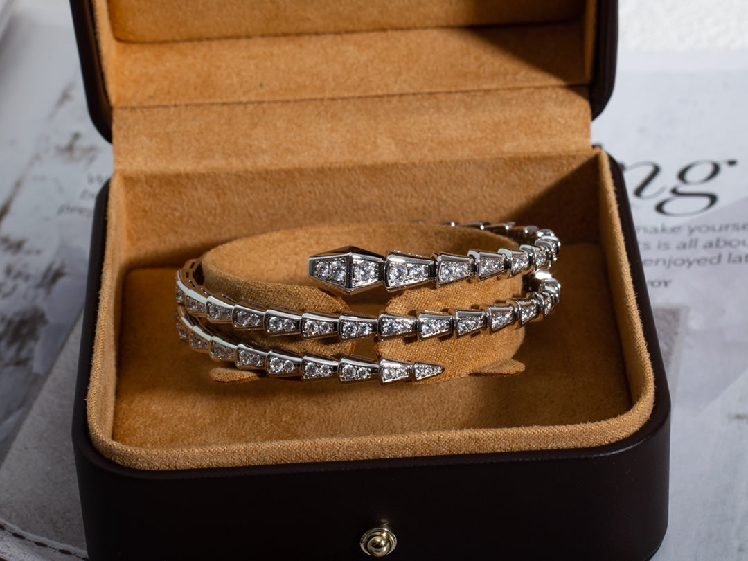 Vellora Opalyn SERPENTI BRACELET SILVER DIAMOND DOUBLE ROW