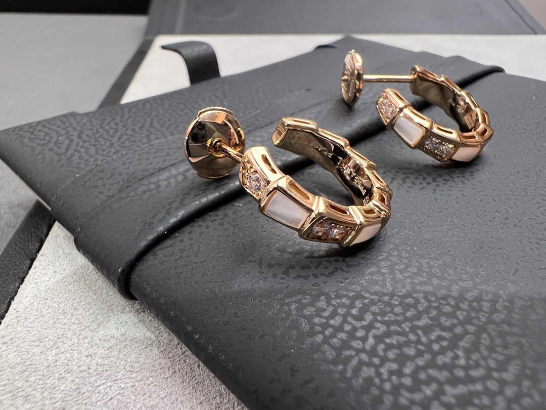 Vellora Opalyn SERPENTI MOP PINK GOLD EARRINGS