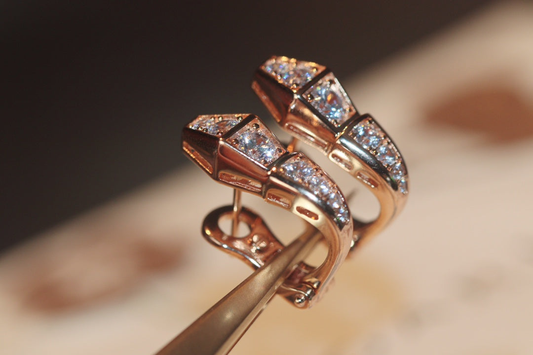 Vellora Opalyn SERPENT PINK GOLD DIAMOND EARRINGS