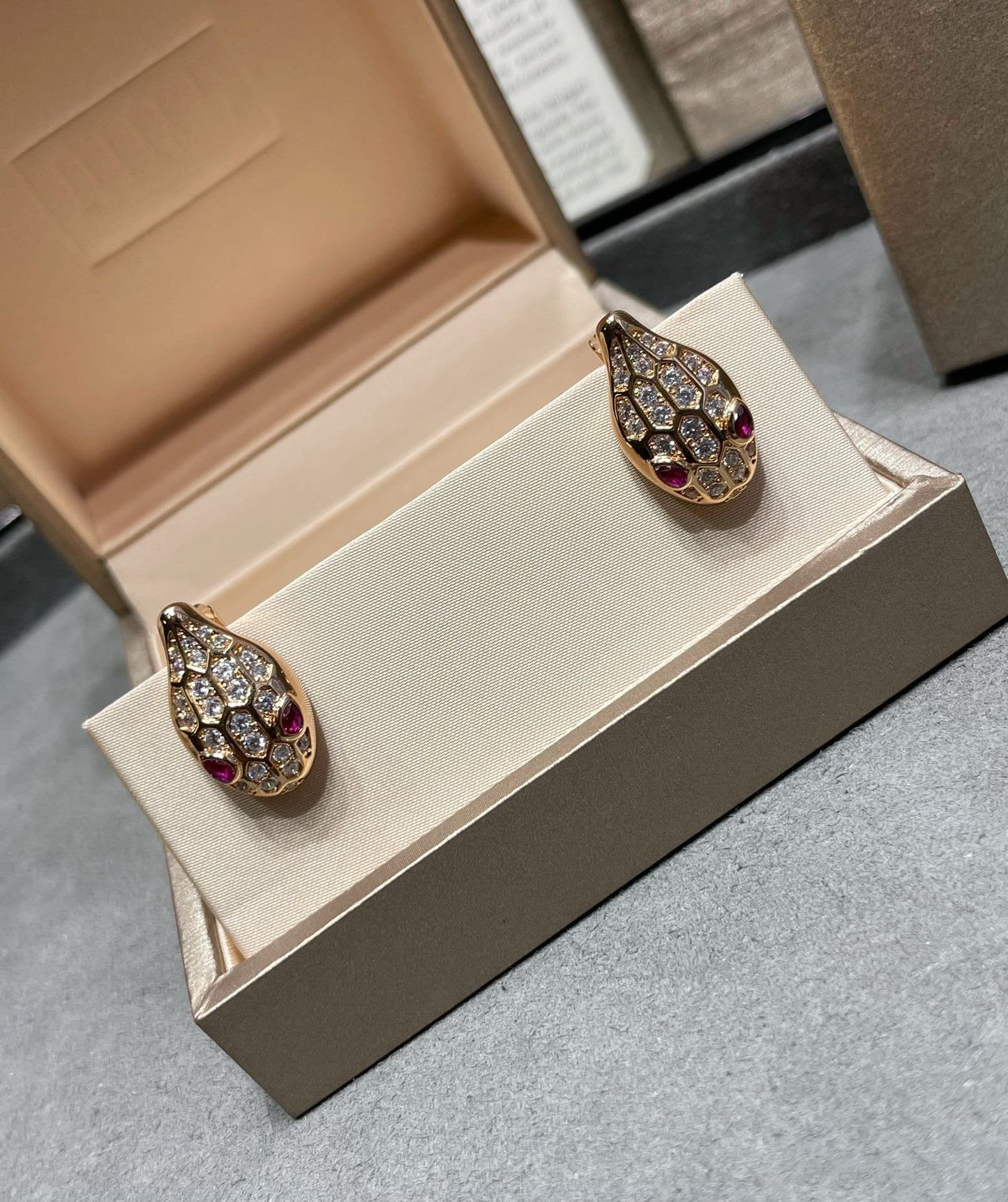 Vellora Opalyn SERPENT DIAMOND STUD EARRINGS