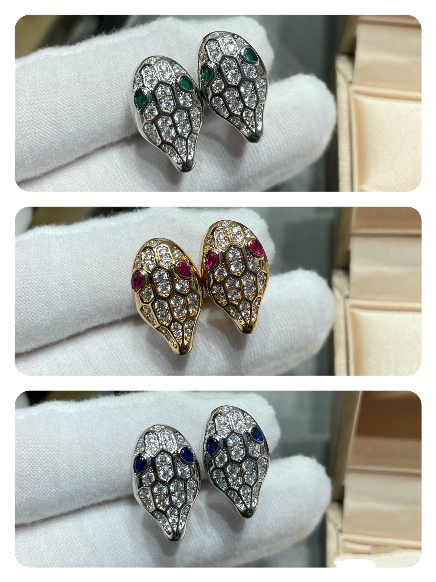 Vellora Opalyn SERPENT DIAMOND STUD EARRINGS
