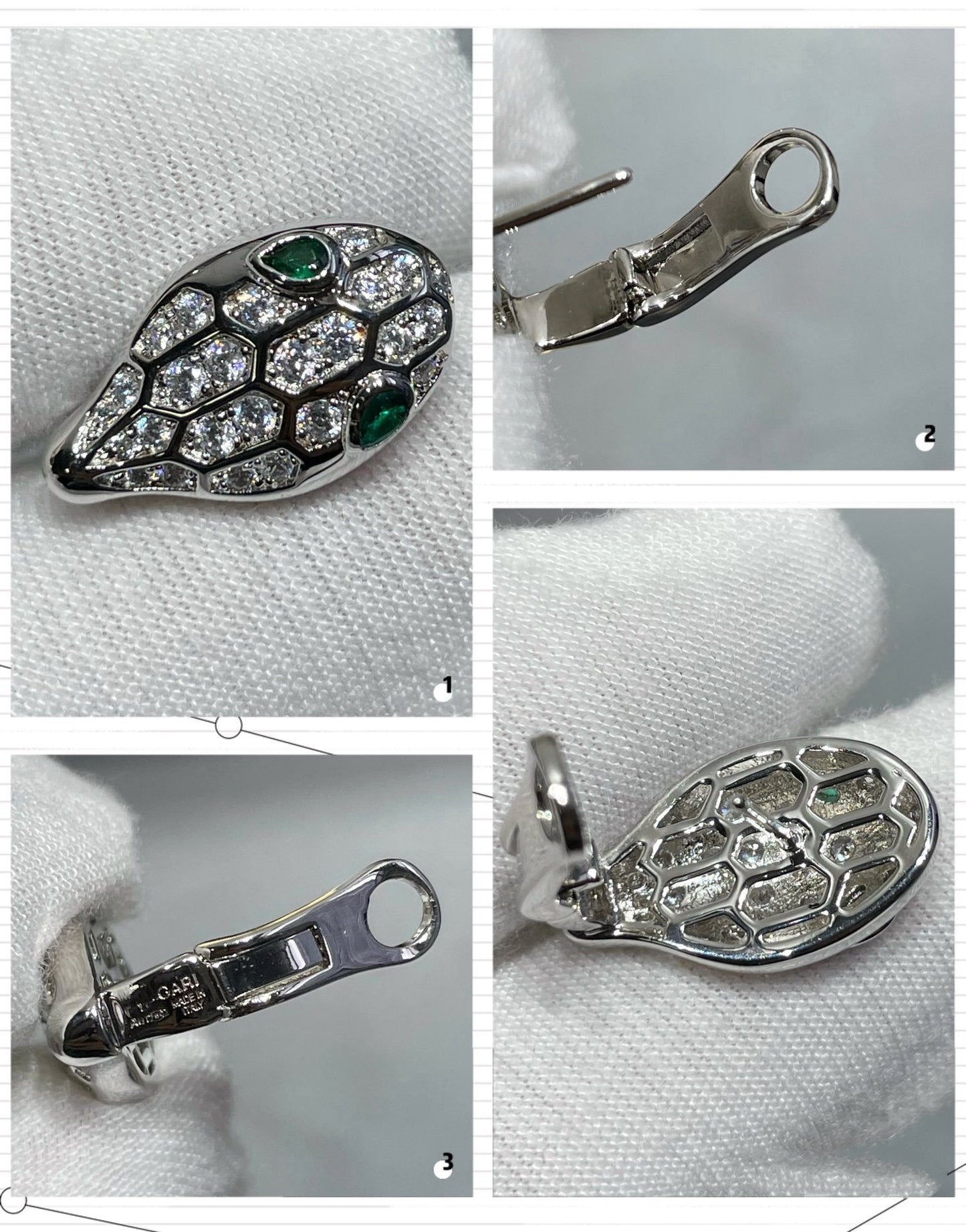 Vellora Opalyn SERPENT DIAMOND STUD EARRINGS