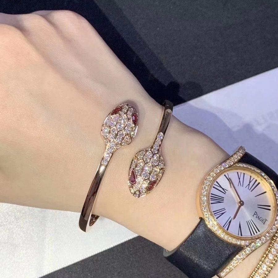 Vellora Opalyn SERPENTI BRACELET PINK GOLD DIAMOND DOUBLE SNAKE