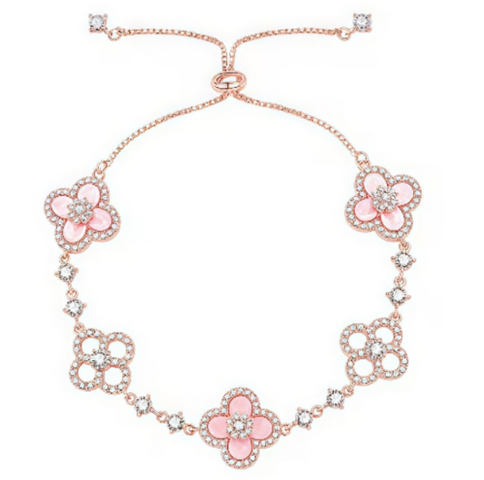[Vellora-Opalyn]CLOVER 5 MOTIF PINK BLUE RED WHITE BRACELET
