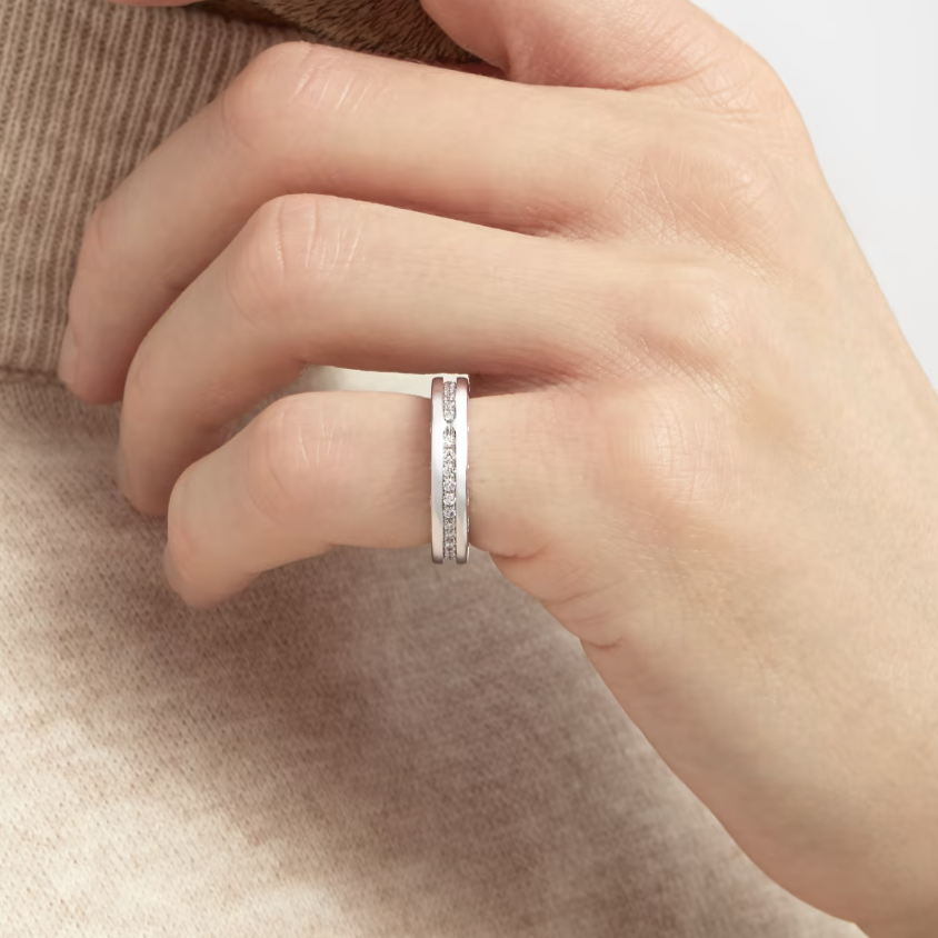 [Vellora-Opalyn]ZERO 1 ONE-BAND PAVED DIAMONDS ON THE SPIRAL RING