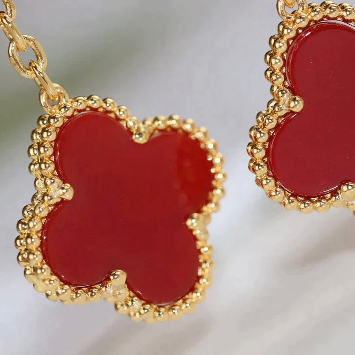 [Vellora-Opalyn]CLOVER  2 MOTIF  TIGER EYE CARNELIAN EARRINGS