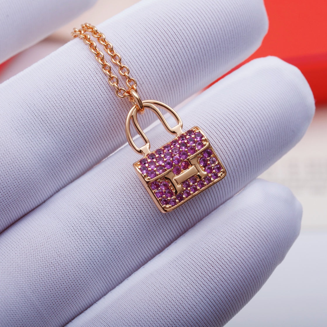 [Vellora-Opalyn]CONSTANCE PEDANT PURPLE DIAMOND NECKLACE