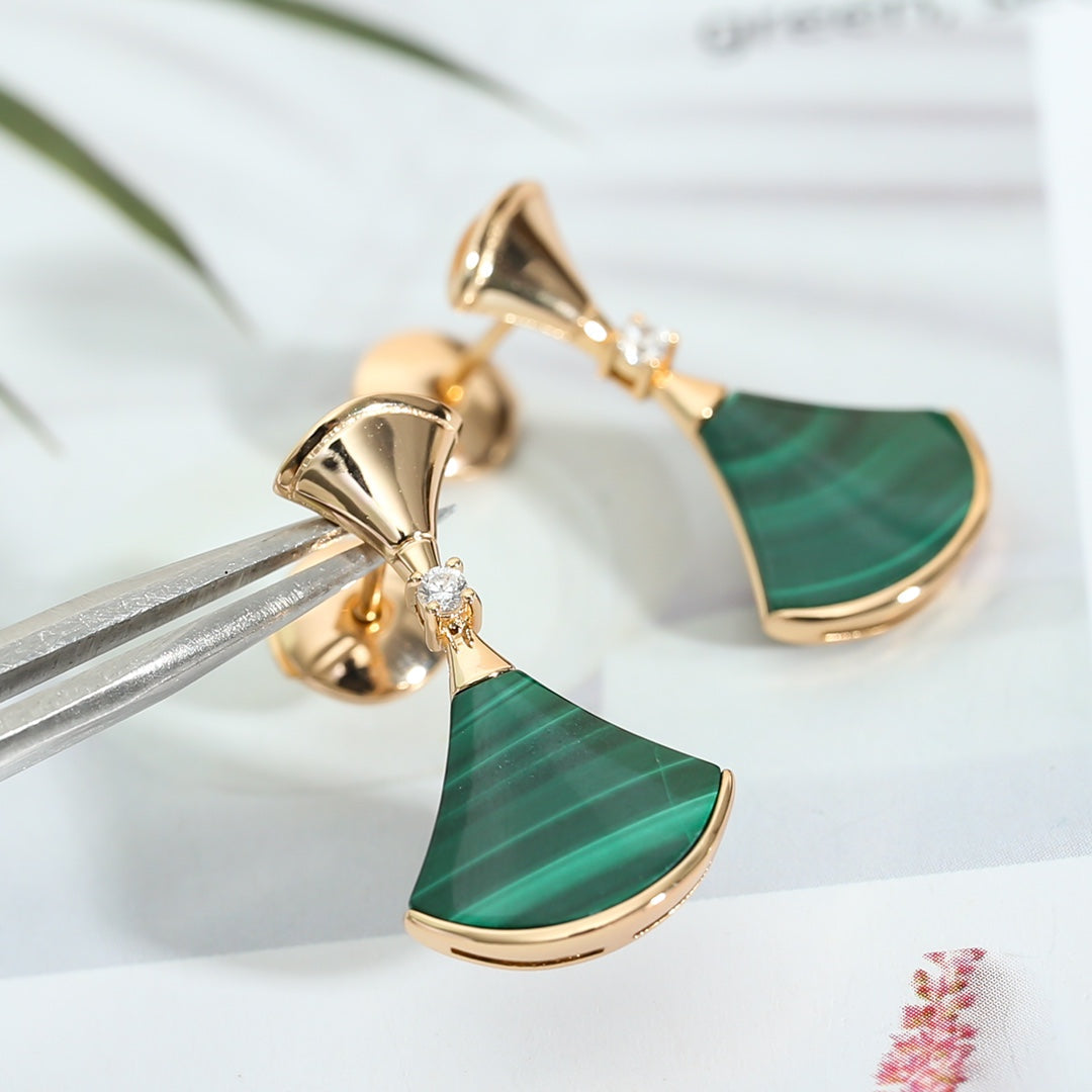 [Vellora-Opalyn]DREAM MALACHITE PINK GOLD EARRINGS