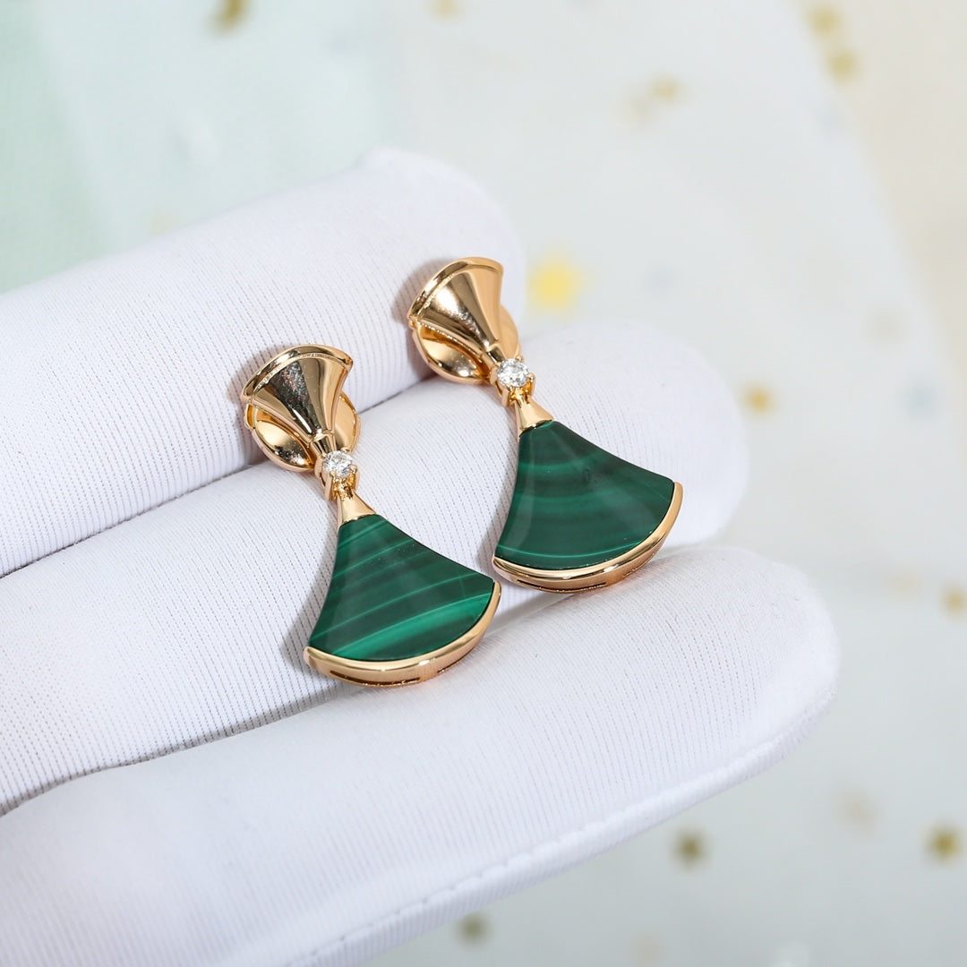 [Vellora-Opalyn]DREAM MALACHITE PINK GOLD EARRINGS