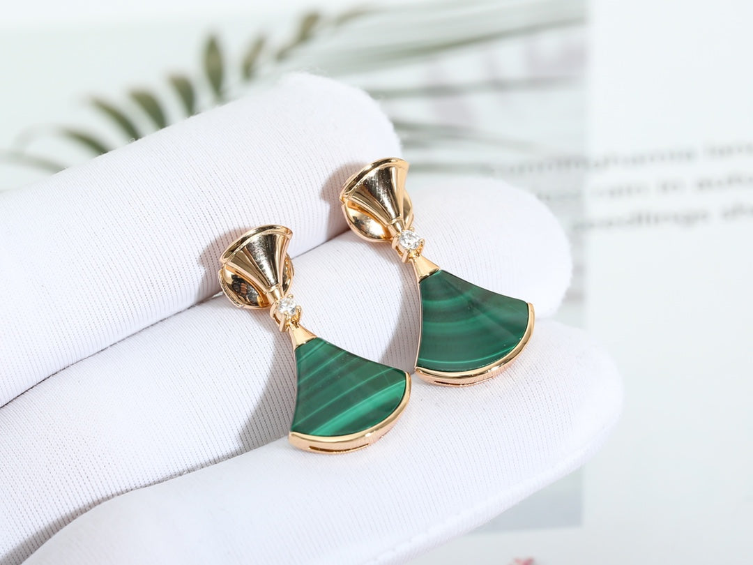 [Vellora-Opalyn]DREAM MALACHITE PINK GOLD EARRINGS