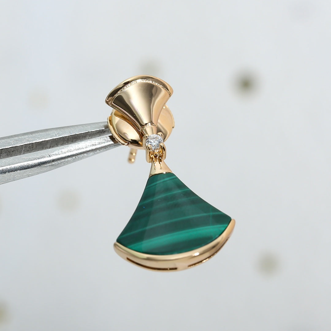 [Vellora-Opalyn]DREAM MALACHITE PINK GOLD EARRINGS