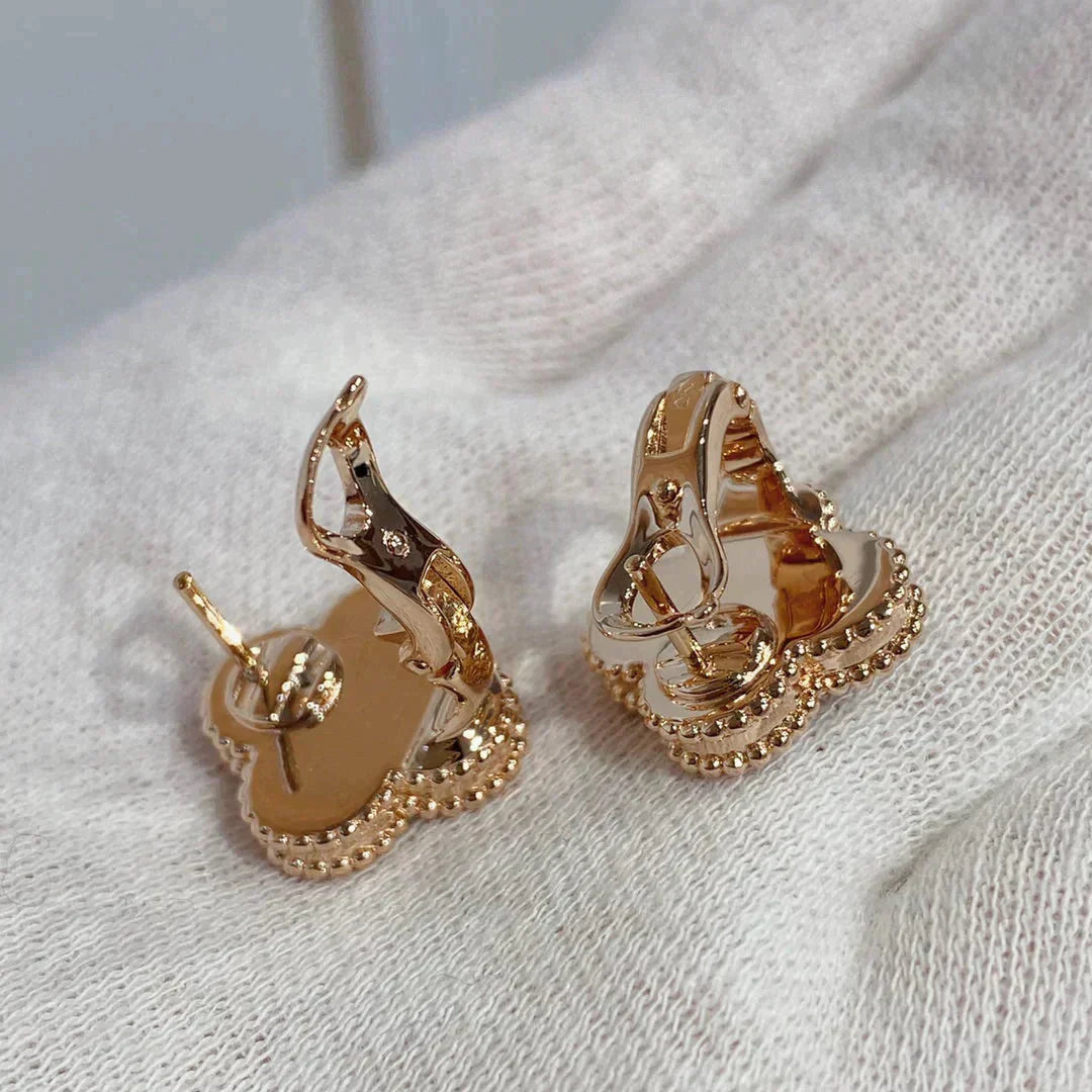 [Vellora-Opalyn]CLOVER MEDIUM 1 MOTIFS CARNELIAN  DIAMOND earrings