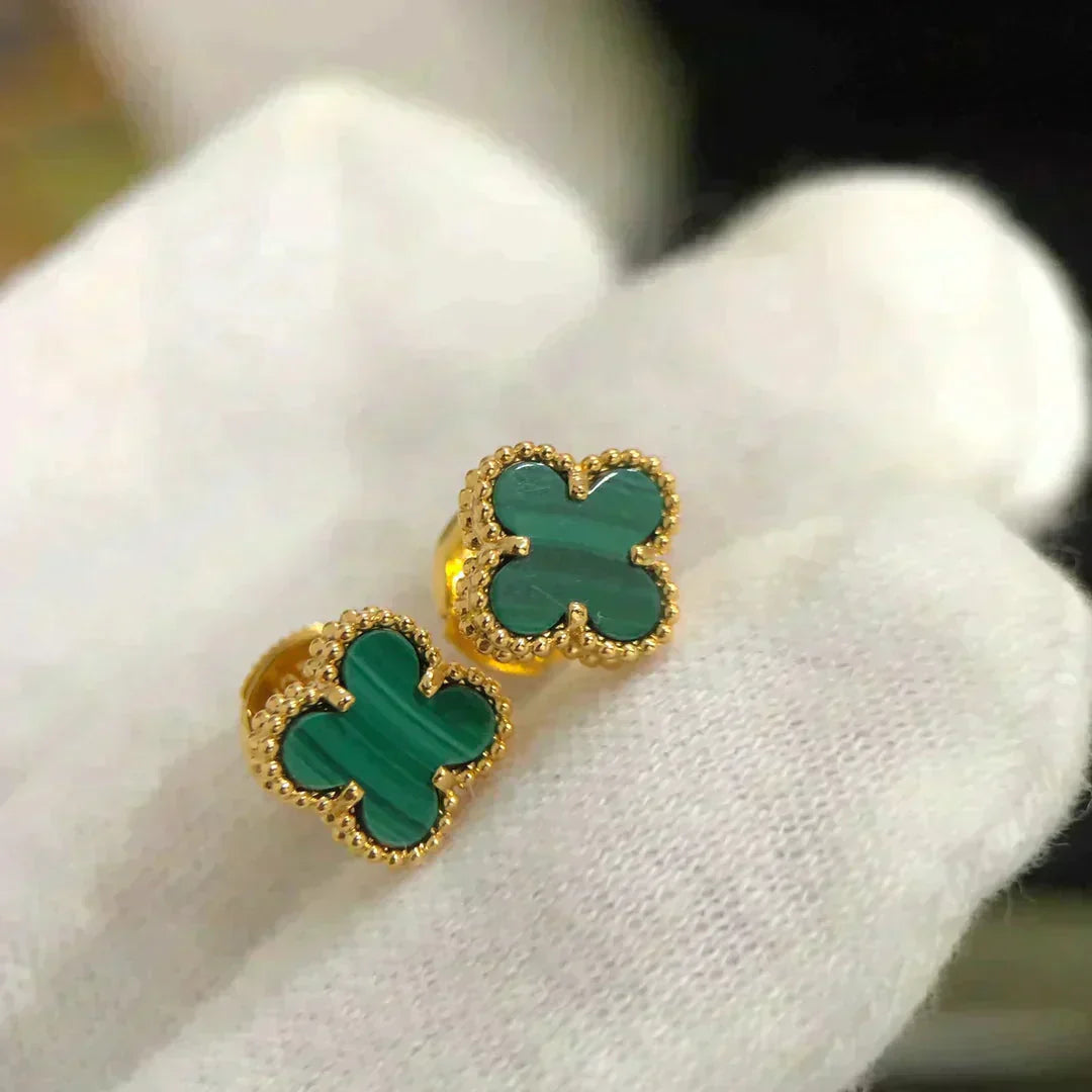 [Vellora-Opalyn]CLOVER MINI 9.5MM MALACHITE  EARRINGS