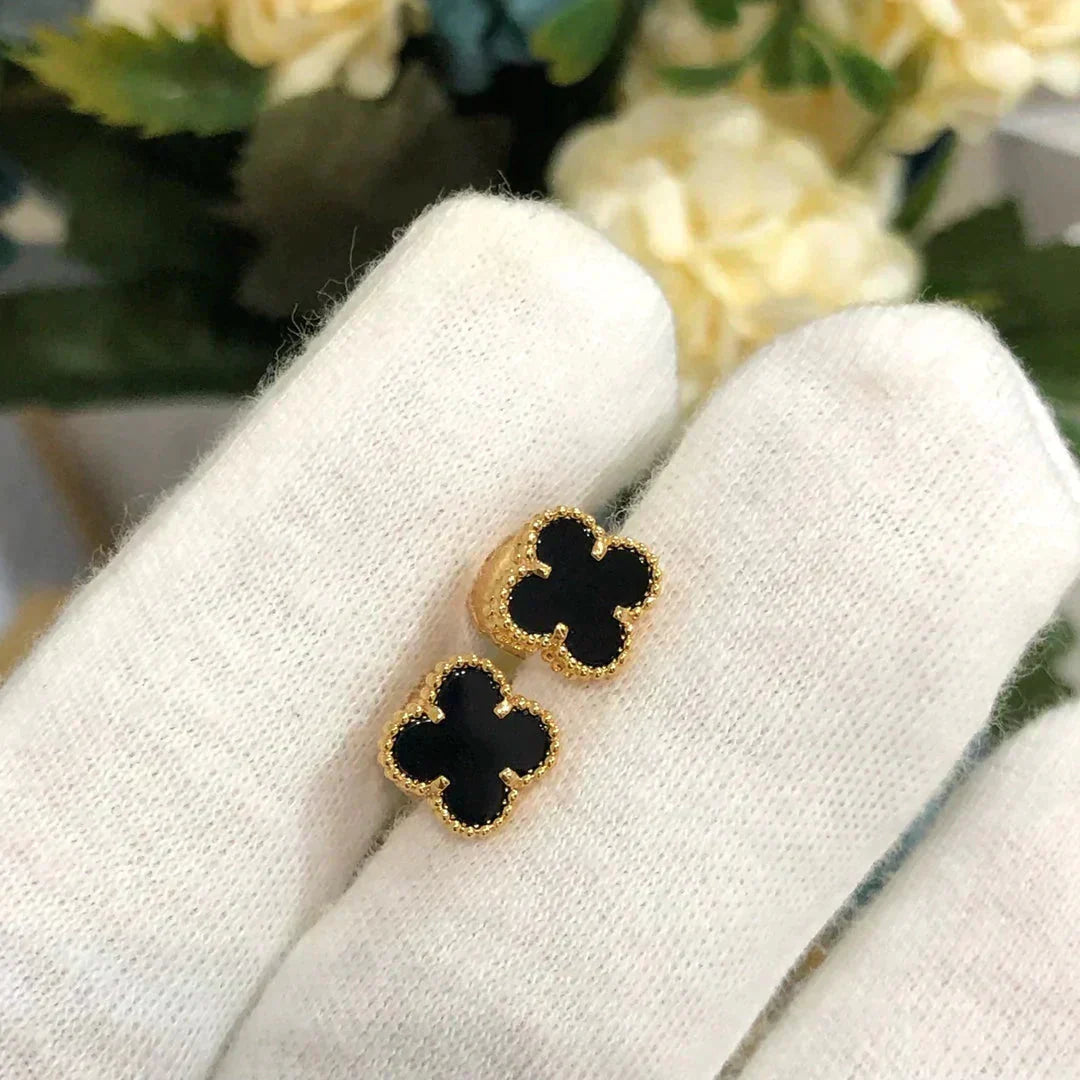 [Vellora-Opalyn]CLOVER MINI 9.5MM BLACK MOP EARRINGS