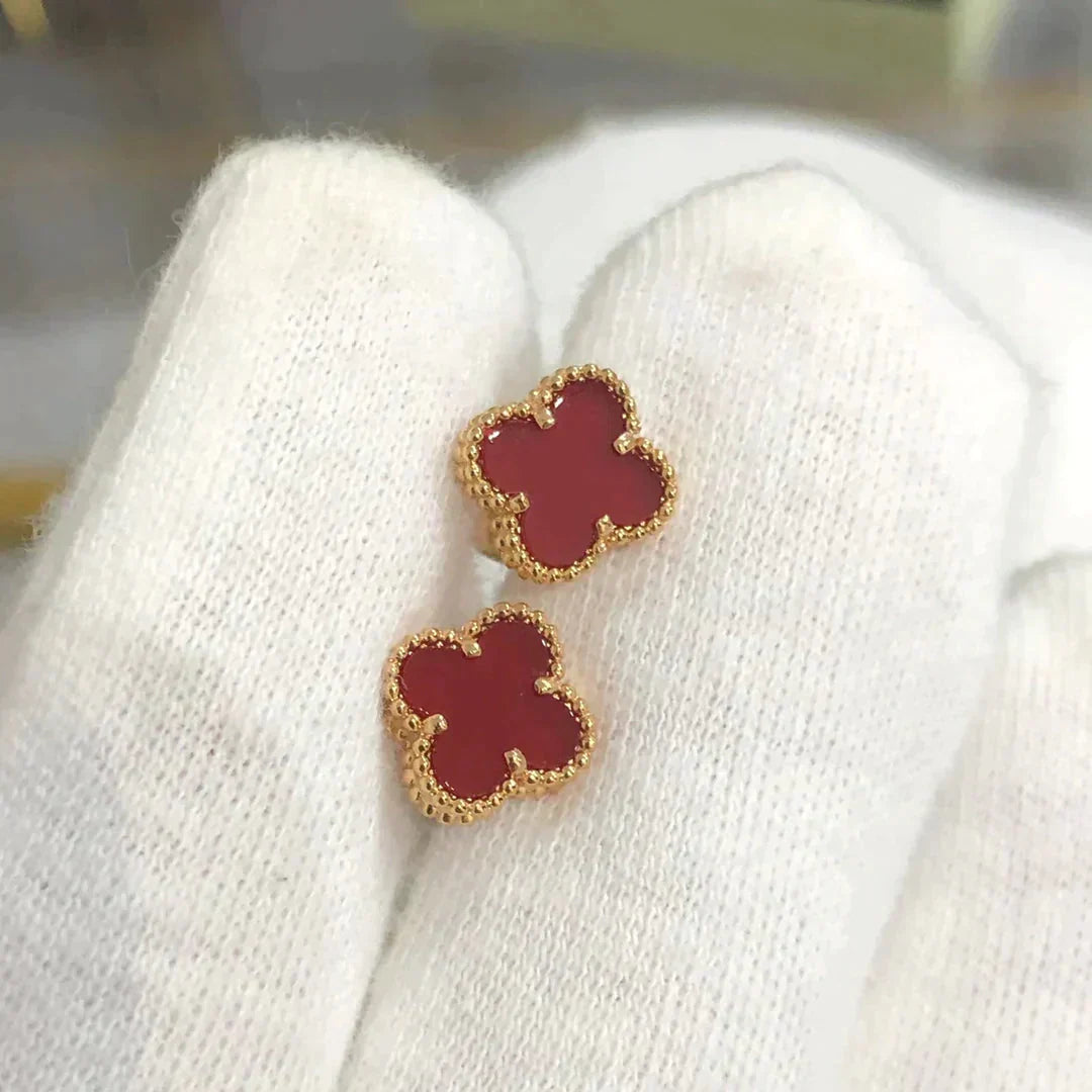 [Vellora-Opalyn]CLOVER MINI 9.5MM CARNELIAN EARRINGS