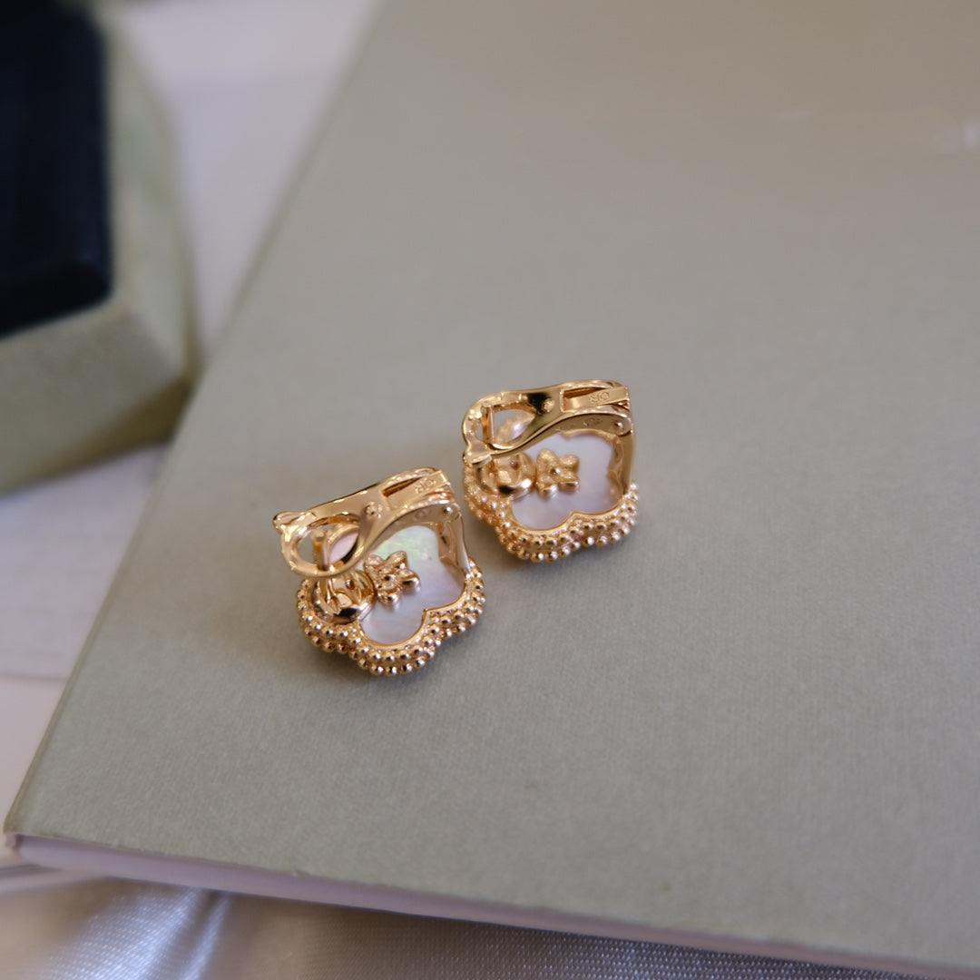 [Vellora-Opalyn]LUCKY PINK GOLD WHITE MOP EARRINGS