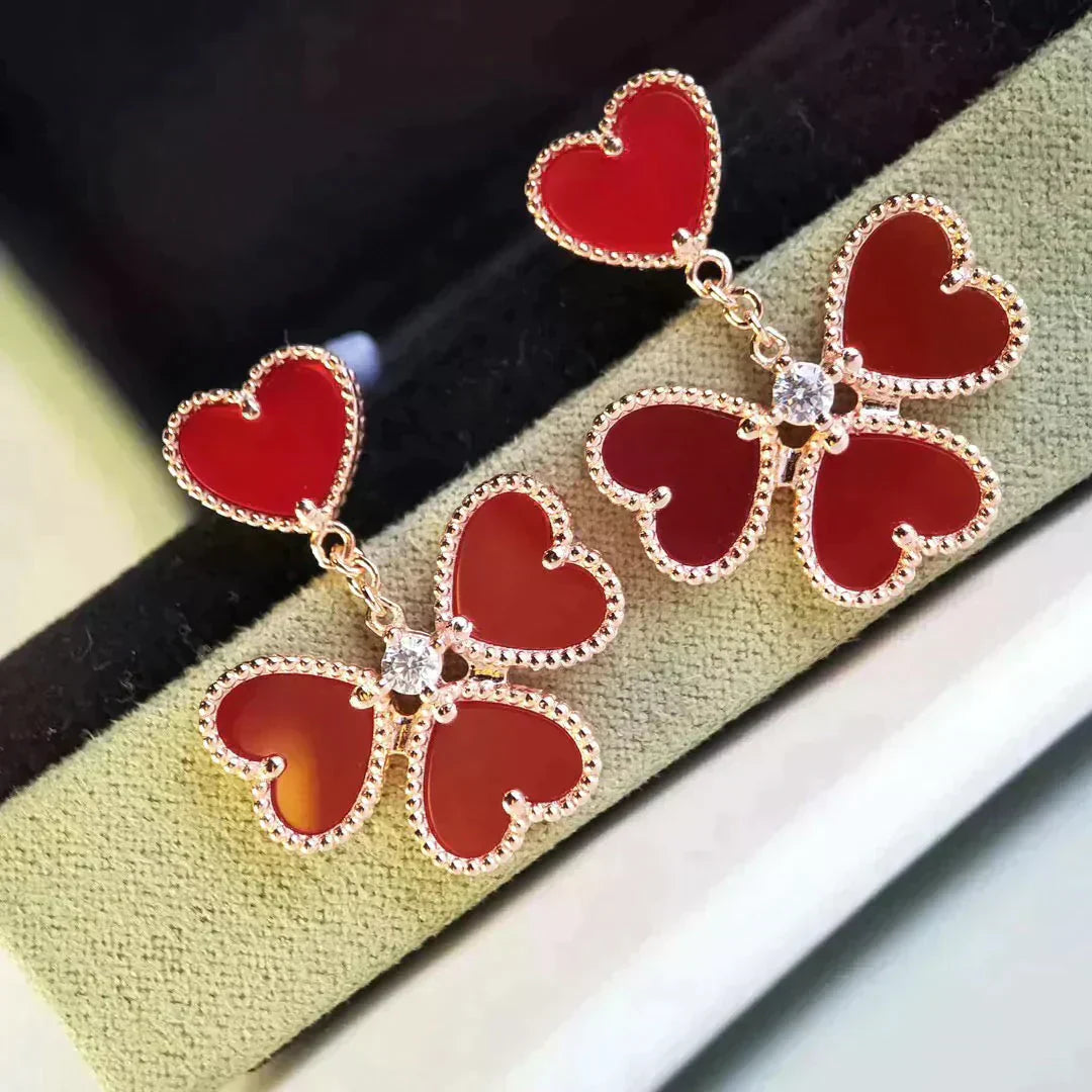 [Vellora-Opalyn]SWEET CLOVER CARNELIAN EARRINGS