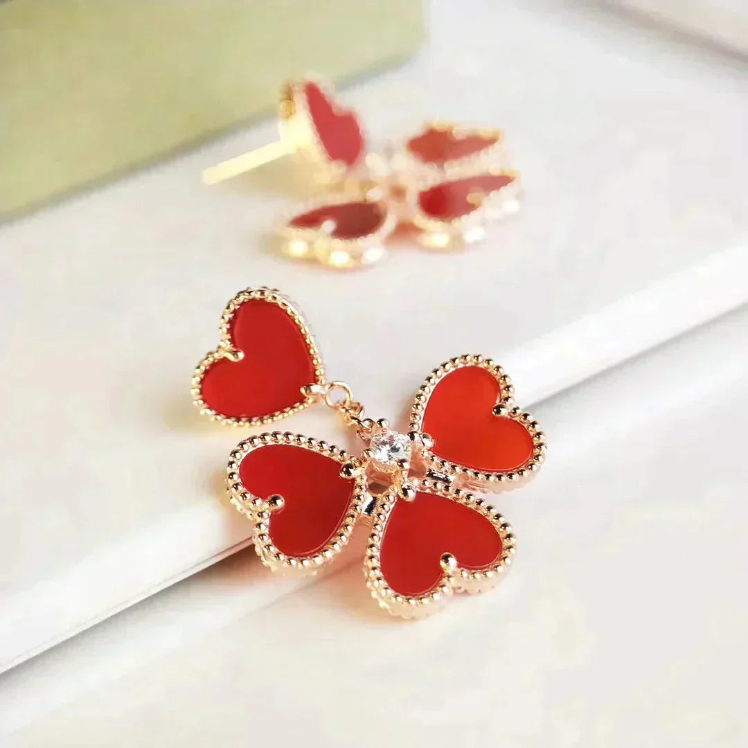 [Vellora-Opalyn]SWEET CLOVER CARNELIAN EARRINGS