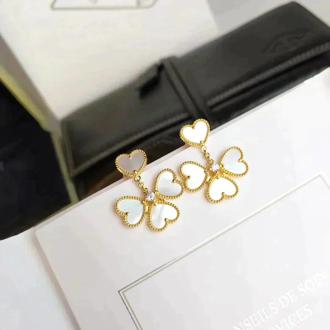 [Vellora-Opalyn]CLOVER SWEET WHITE MOP EARRINGS