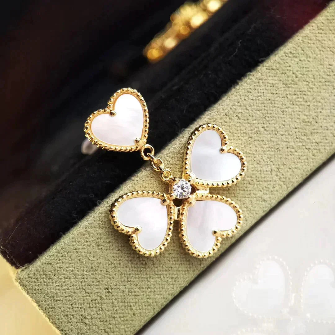 [Vellora-Opalyn]CLOVER SWEET WHITE MOP EARRINGS