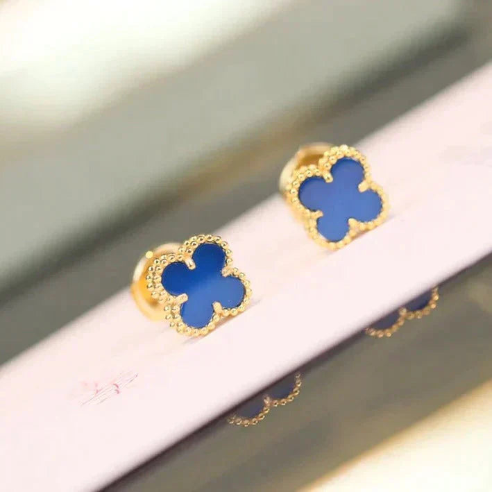 [Vellora-Opalyn]CLOVER MINI 9.5MM TURQUOISE EARRINGS
