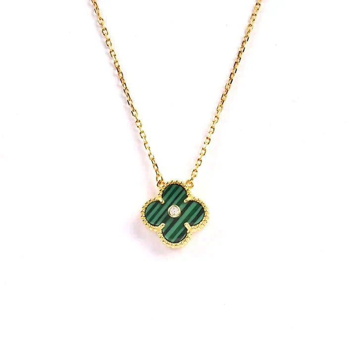 [Vellora-Opalyn]CLOVER 15MM DIAMOND TURQUOISE NECKLACE