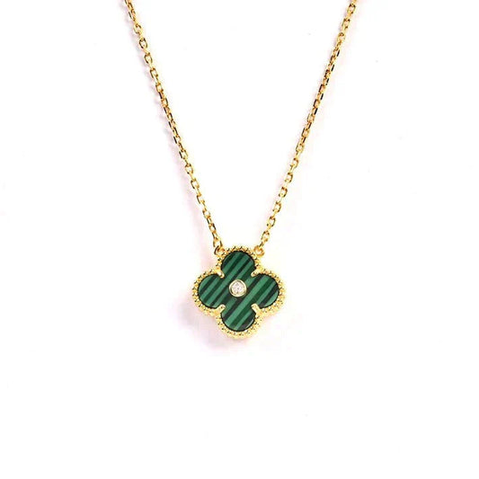 [Vellora-Opalyn]CLOVER 15MM DIAMOND TURQUOISE NECKLACE