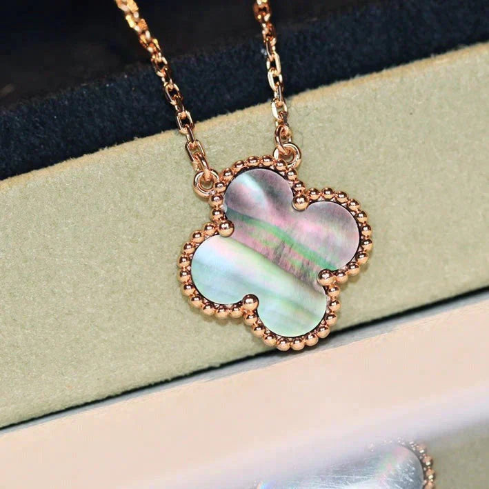 [Vellora-Opalyn]CLOVER 15MM  GRAY MOTHER OF PEARL NECKLACE