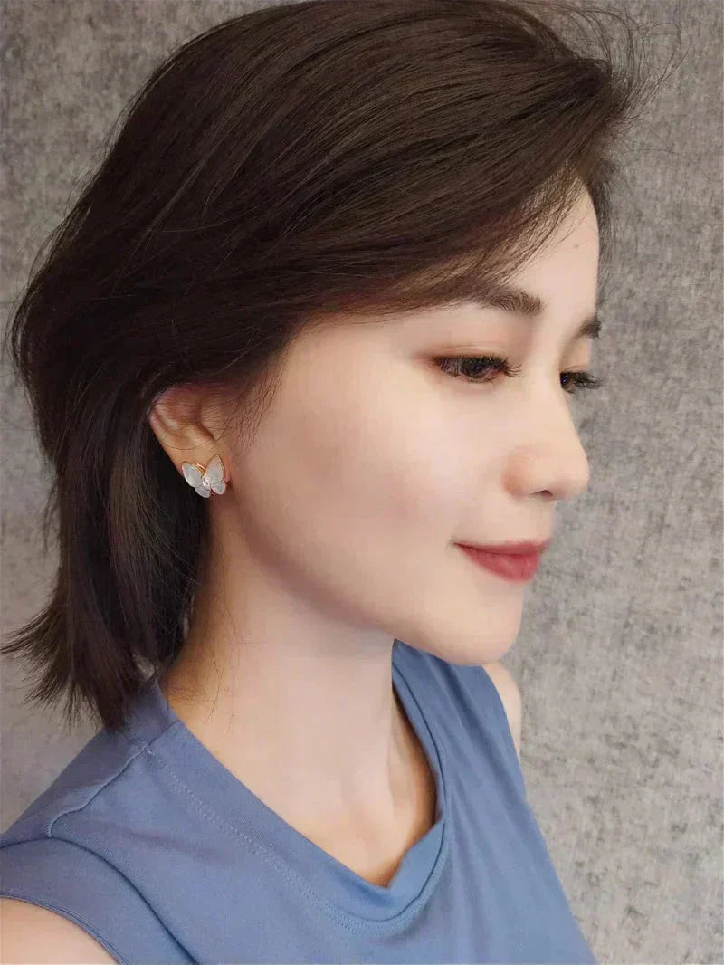 [Vellora-Opalyn]BUTTERFLY MOP DIAMOND EARRINGS