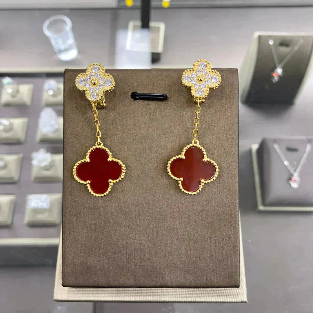 [Vellora-Opalyn]CLOVER  2 MOTIFS  DIAMOND  EARRINGS (MULTIPLE CHOICESç´