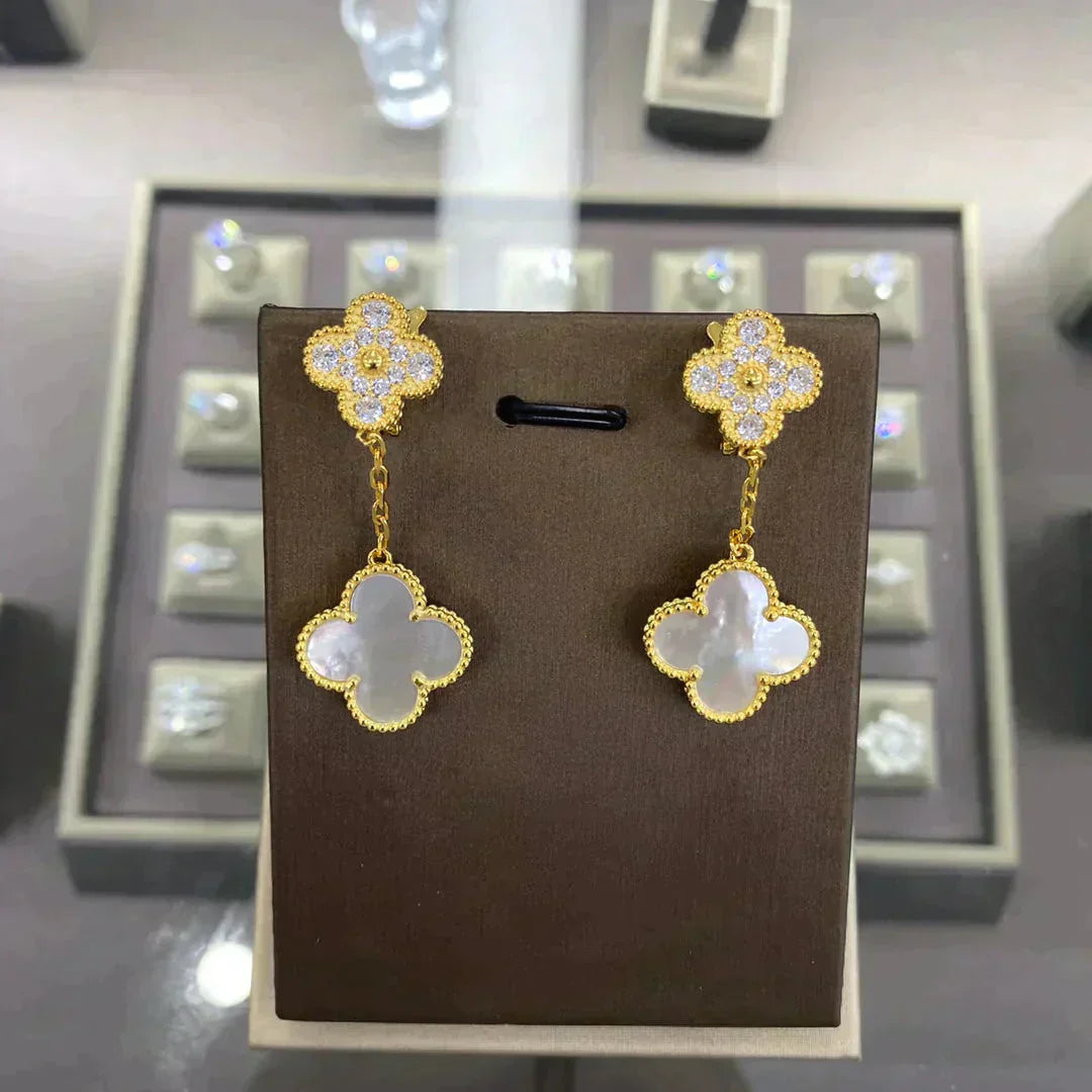 [Vellora-Opalyn]CLOVER  2 MOTIFS  DIAMOND  EARRINGS (MULTIPLE CHOICESç´