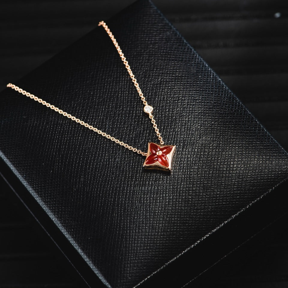 [Vellora-Opalyn]STAR NECKLACE PINK GOLD 1 DIAMOND