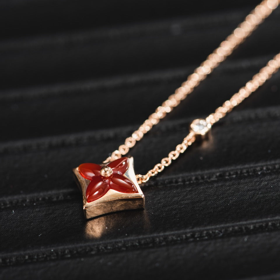 [Vellora-Opalyn]STAR NECKLACE PINK GOLD 1 DIAMOND