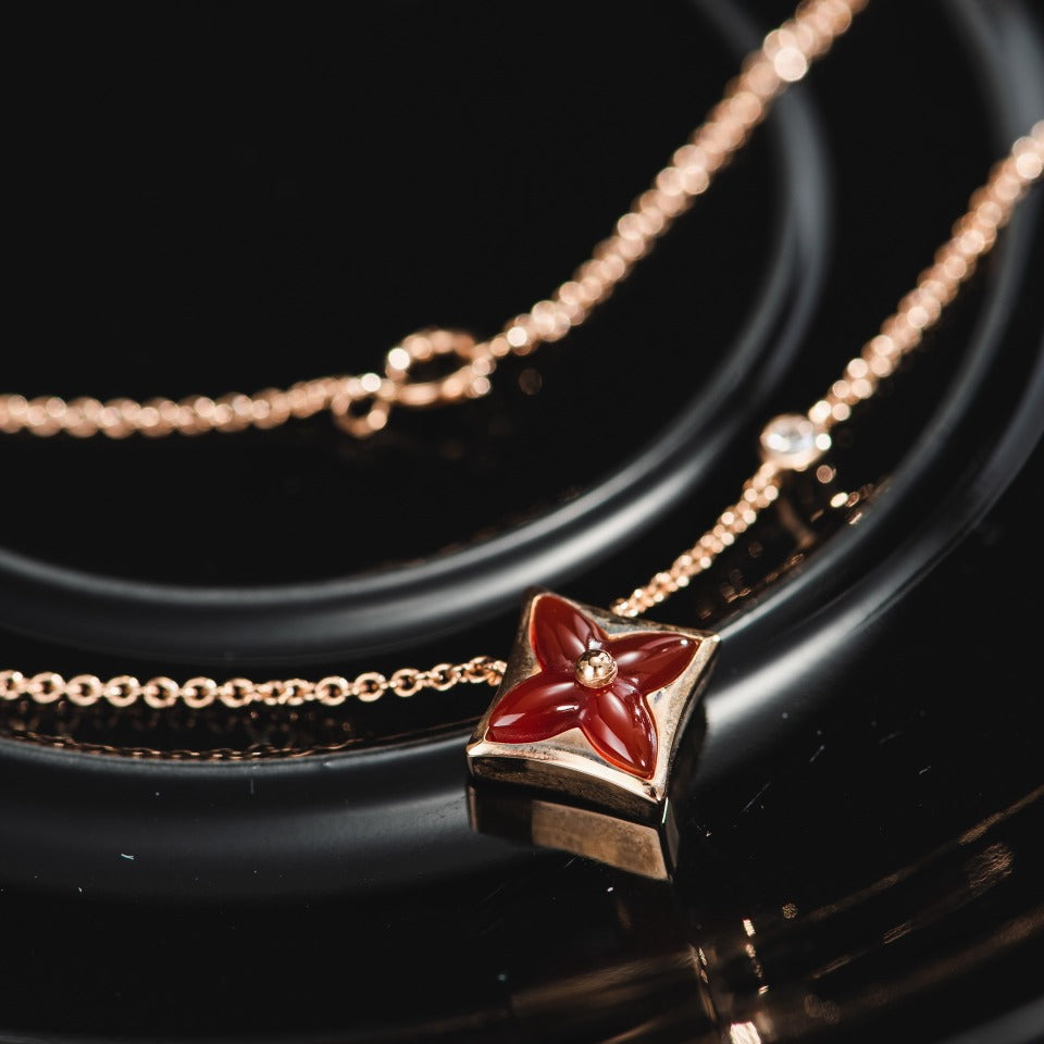 [Vellora-Opalyn]STAR NECKLACE PINK GOLD 1 DIAMOND