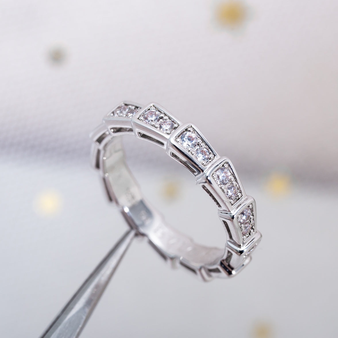 [Vellora-Opalyn]SERPENTI RING SILVER DIAMOND PAVED 3MM