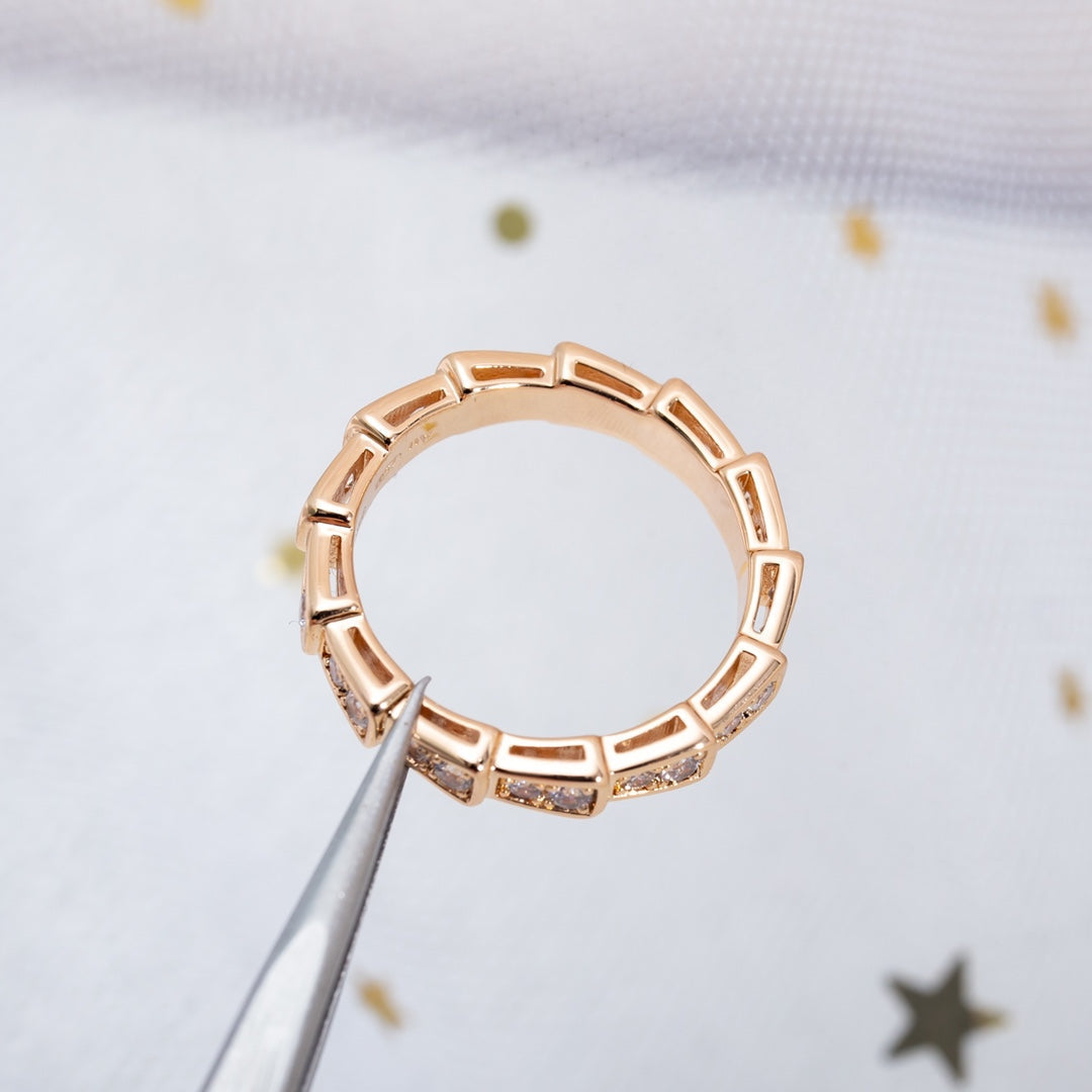 [Vellora-Opalyn]SERPENTI RING PINK GOLD DIAMOND PAVED 3MM