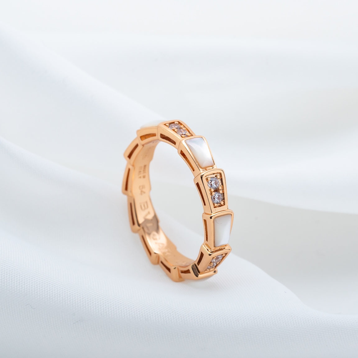 [Vellora-Opalyn]SERPENTI RING PINK GOLD DIAMOND MOP 3MM
