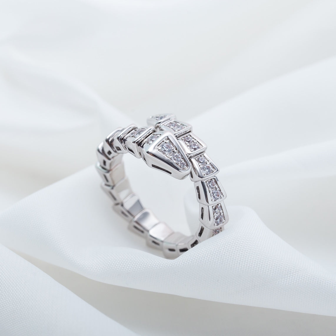 [Vellora-Opalyn]SERPENTI RING SILVER DIAMOND PAVED 4MM