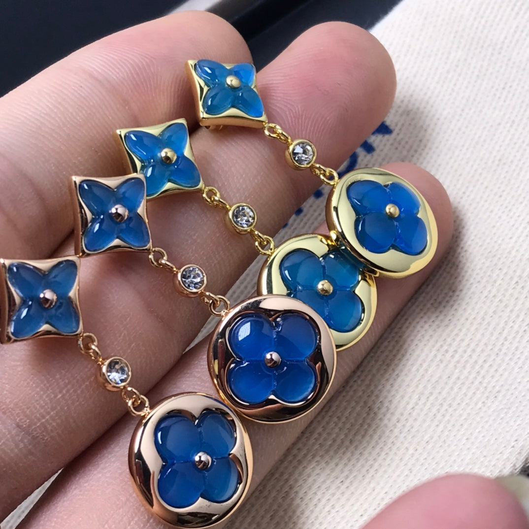 [Vellora-Opalyn]STAR AND SUN AGATE DIAMOND EARRINGS