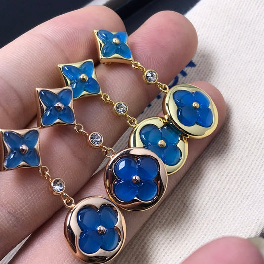 [Vellora-Opalyn]STAR AND SUN AGATE DIAMOND EARRINGS