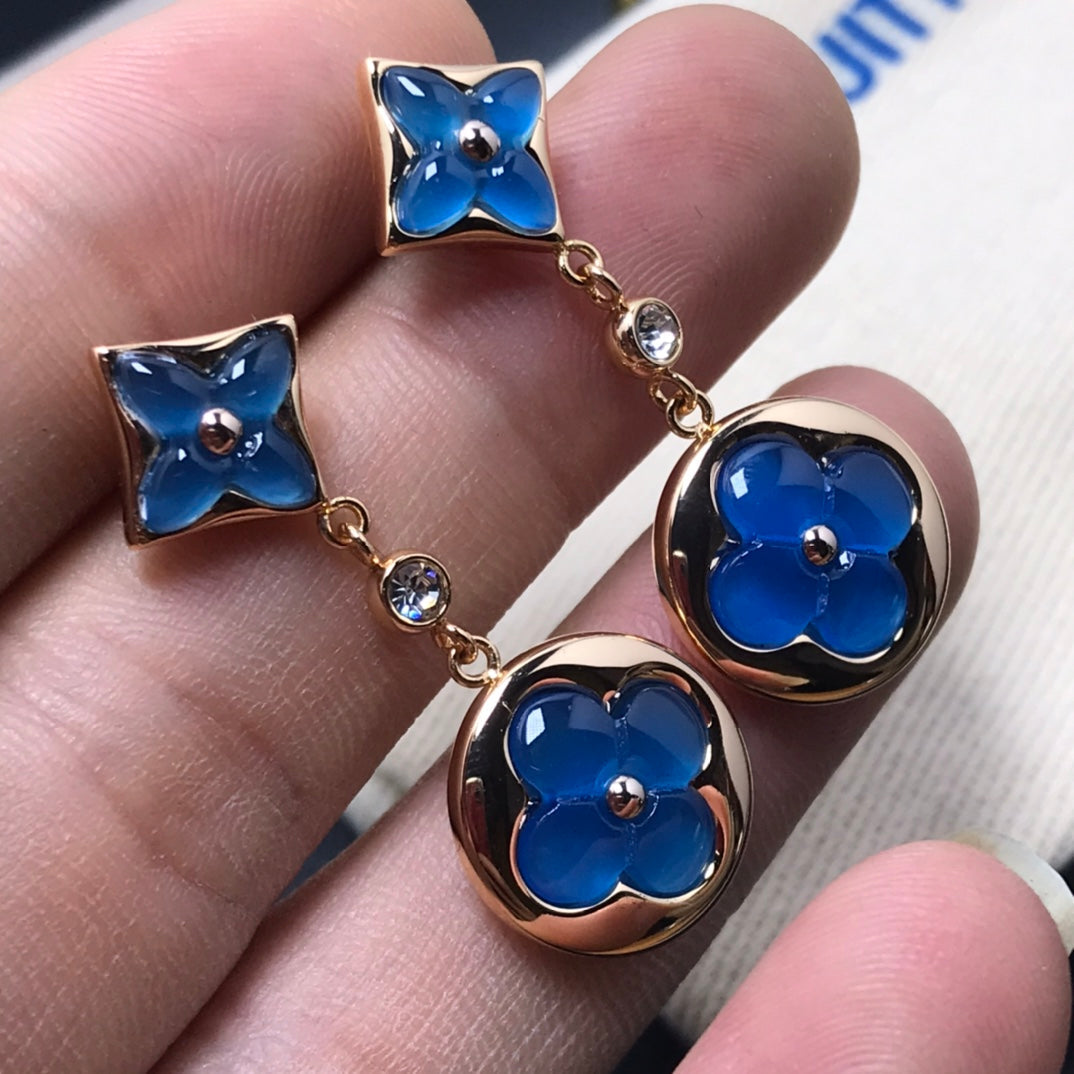 [Vellora-Opalyn]STAR AND SUN AGATE DIAMOND EARRINGS