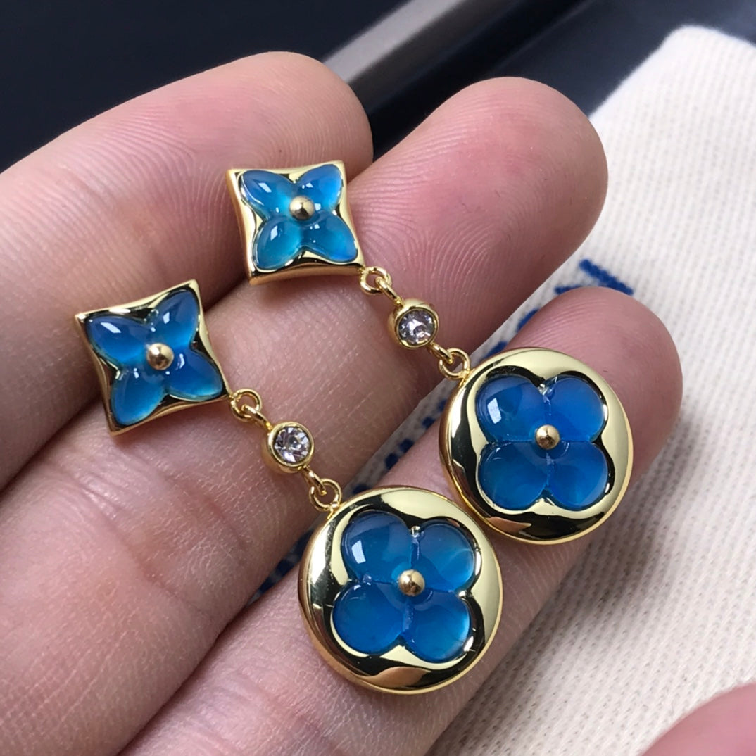 [Vellora-Opalyn]STAR AND SUN AGATE DIAMOND EARRINGS